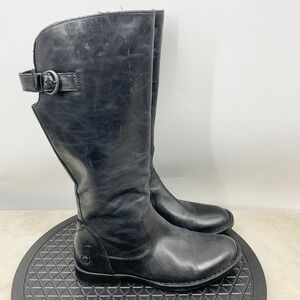 Born Boots Women Size 8 Shoes Black Leather Tall Knee High Zip Lined Riding